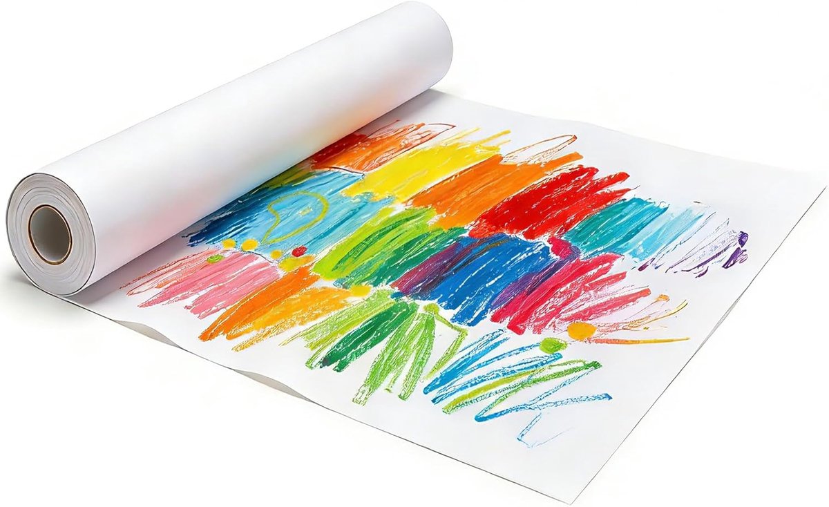 Tekenpapier voor kinderen, 43.5 cm x 15 m papierrol, tekenrol voor kinderen, kunstenaars, schetsen, schilderen