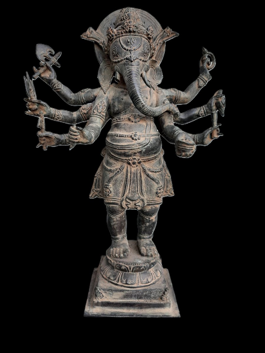 Statue en bronze de Ganesh/Ganapati à 8 bras / Inde / 58 cm/Décoration/Asie
