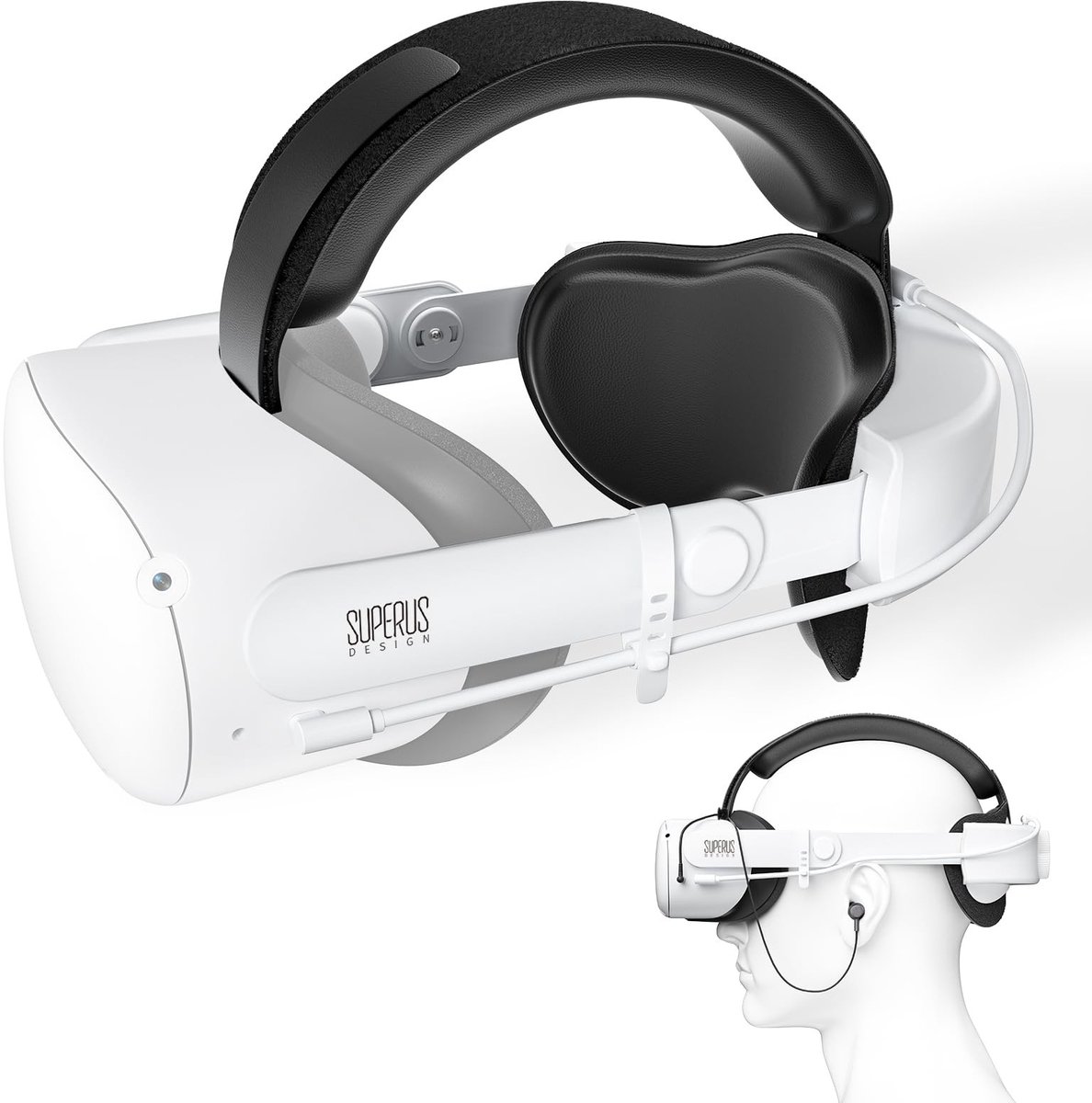 Omgoods - Battery Headband voor Quest 2 met Oordopjes - Verminder Druk en Verleng Speeltijd