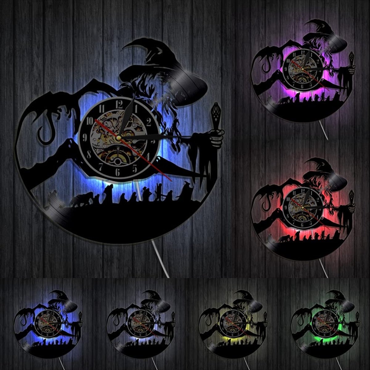 Omgoods - Vinyl Wandklok met LED Nachtlamp - Perfect Cadeau voor Fans