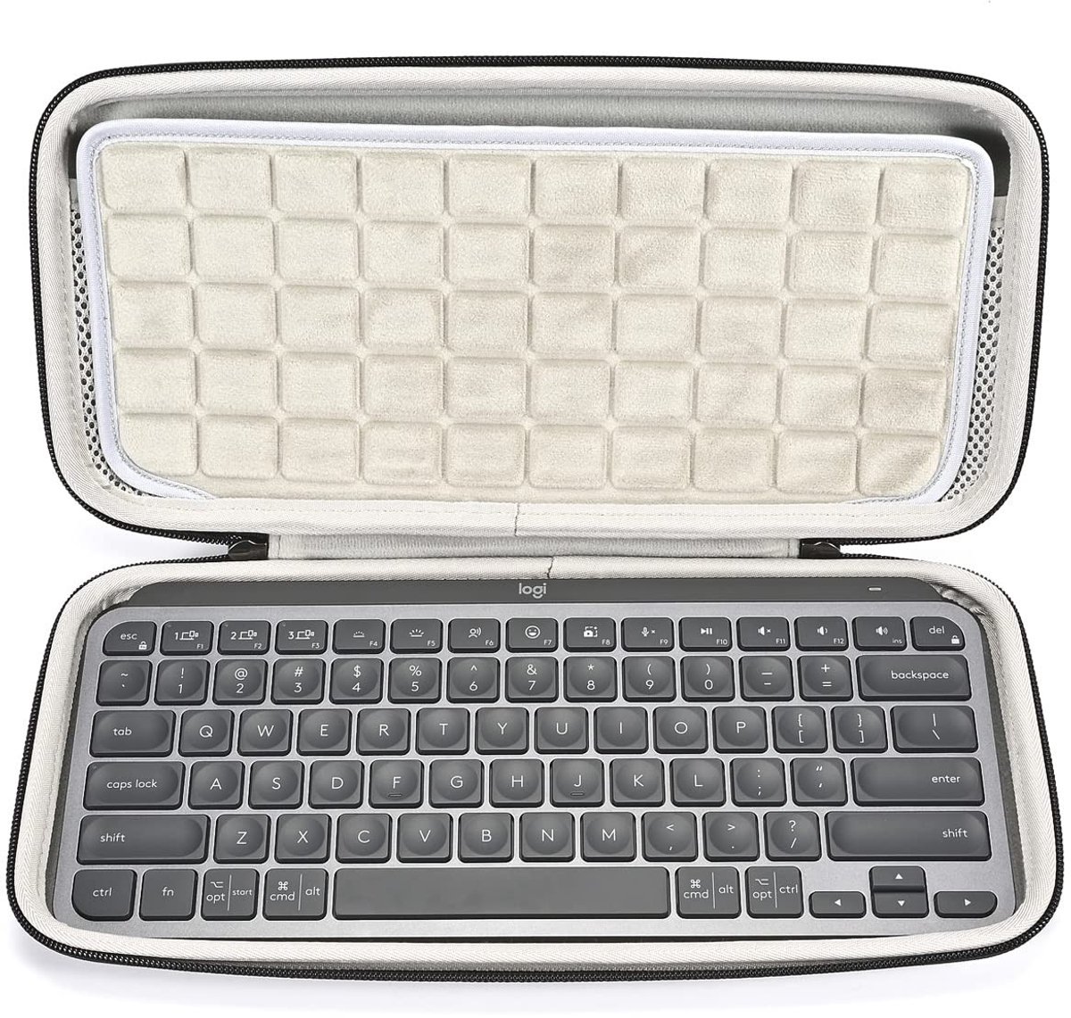 Omgoods - Draagtas - Hard Shell Case voor Logitech MX Keys - Zwart