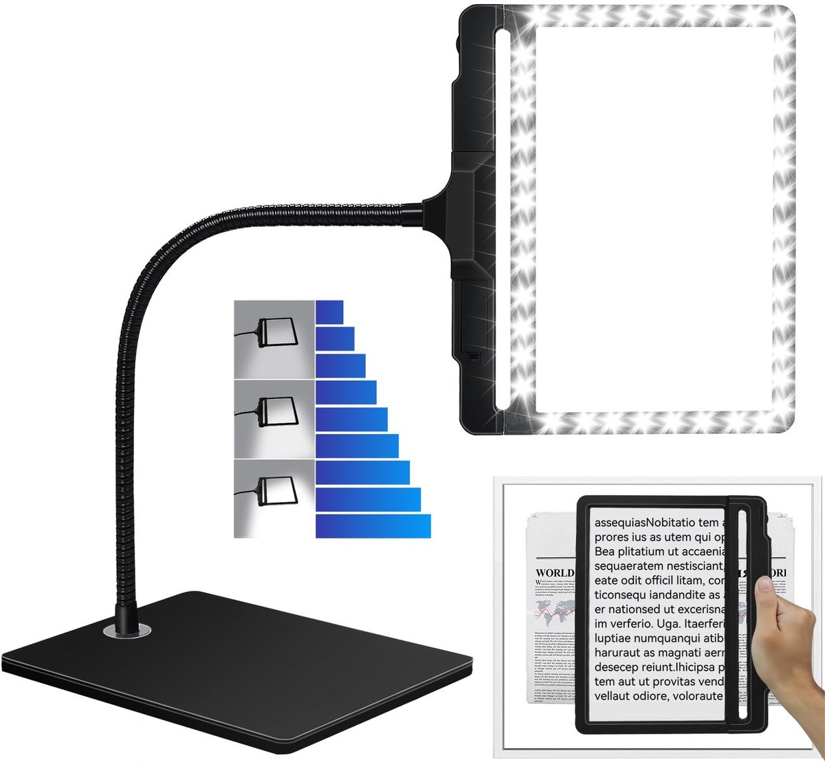 Omgoods - Vergrootglas met Licht en Verstelbare Stand voor Hobbys en Lezen