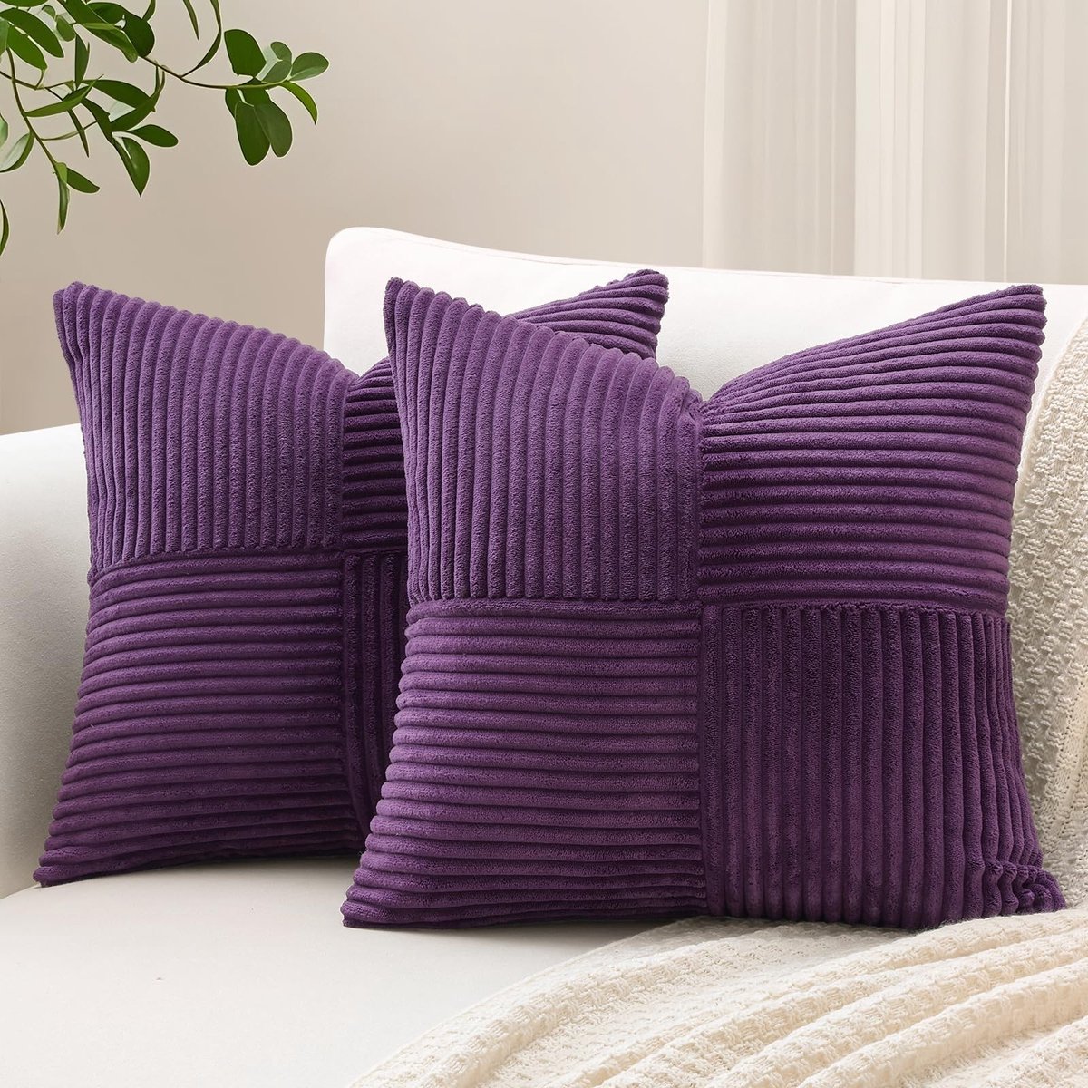 Omgoods - Set van 2 Corduroy Kussenhoezen - Decoratief voor Sofa en Slaapkamer