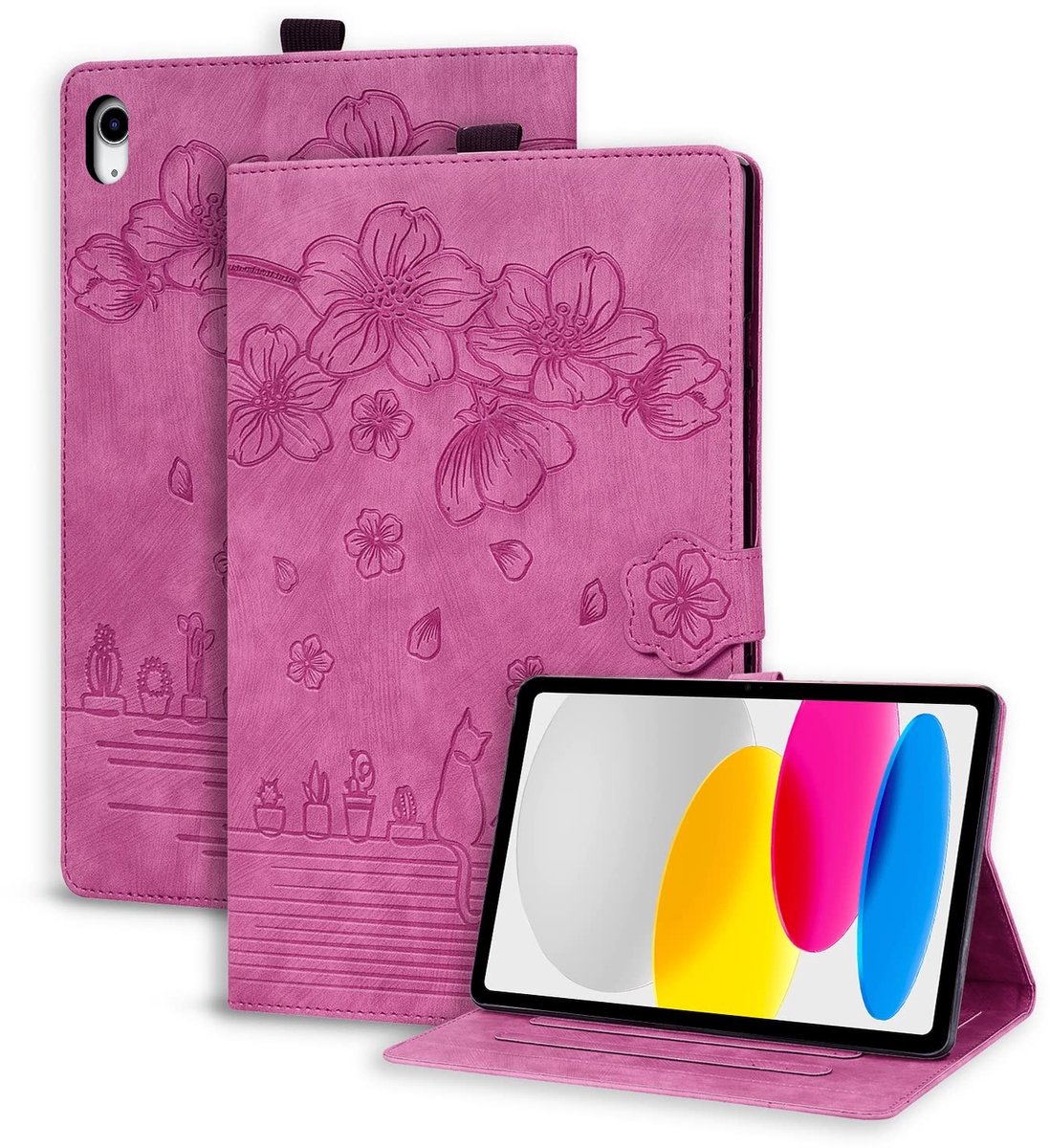 Omgoods - Folio Flip Hoes voor iPad 10e Generatie 10.9 Inch - Roze Rood