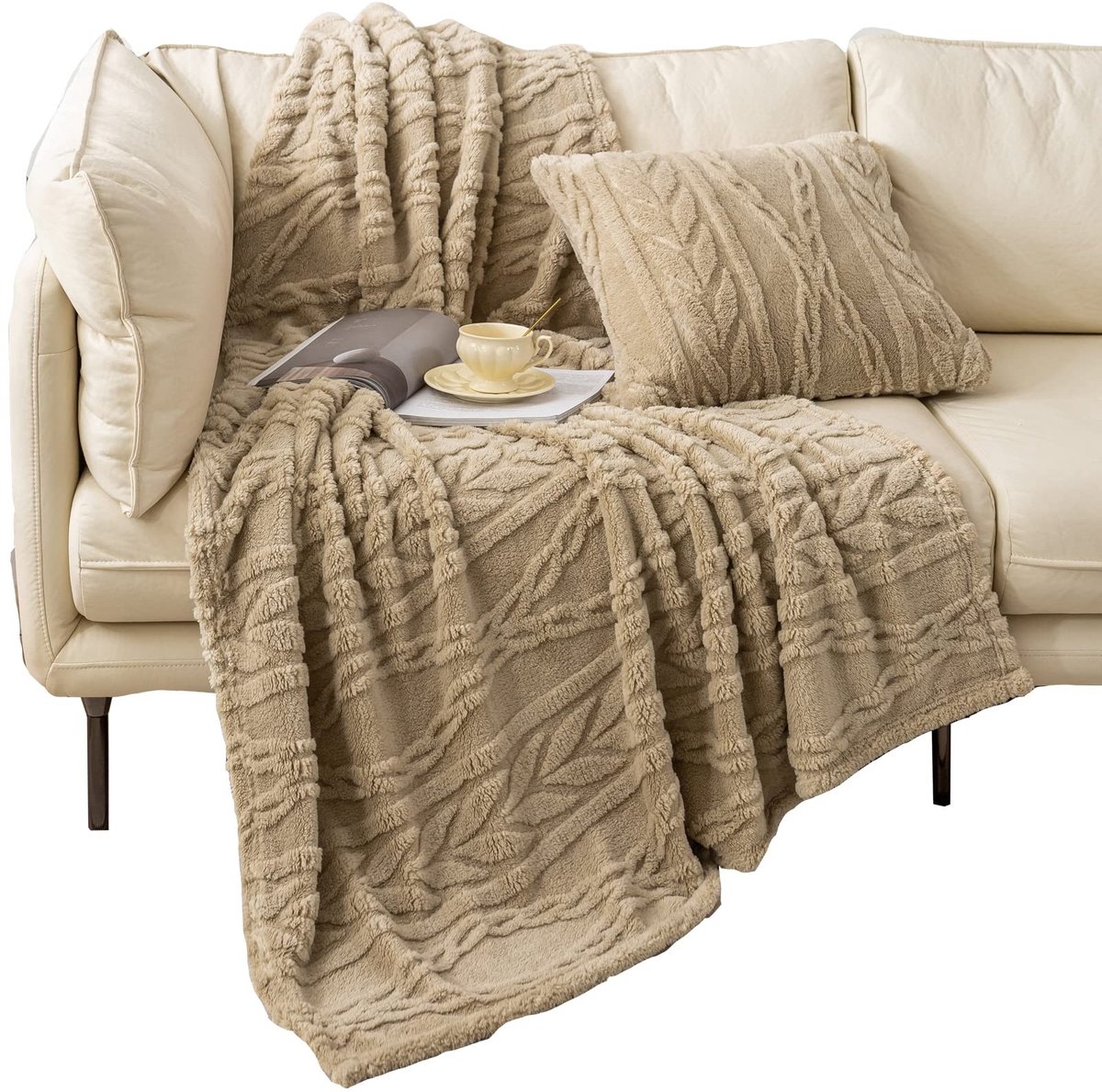 Omgoods - Sherpa Deken - Super Zacht en Warm - 3D Ontwerp voor Sofa en Bed