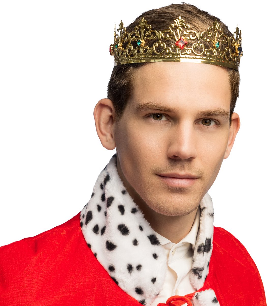 Boland - Metalen kroon Imperial Goud - 57 - Volwassenen - Unisex - Koning(in) - Royal - Middeleeuwen - Sprookjes - Carnaval - Themafeest - Cosplay