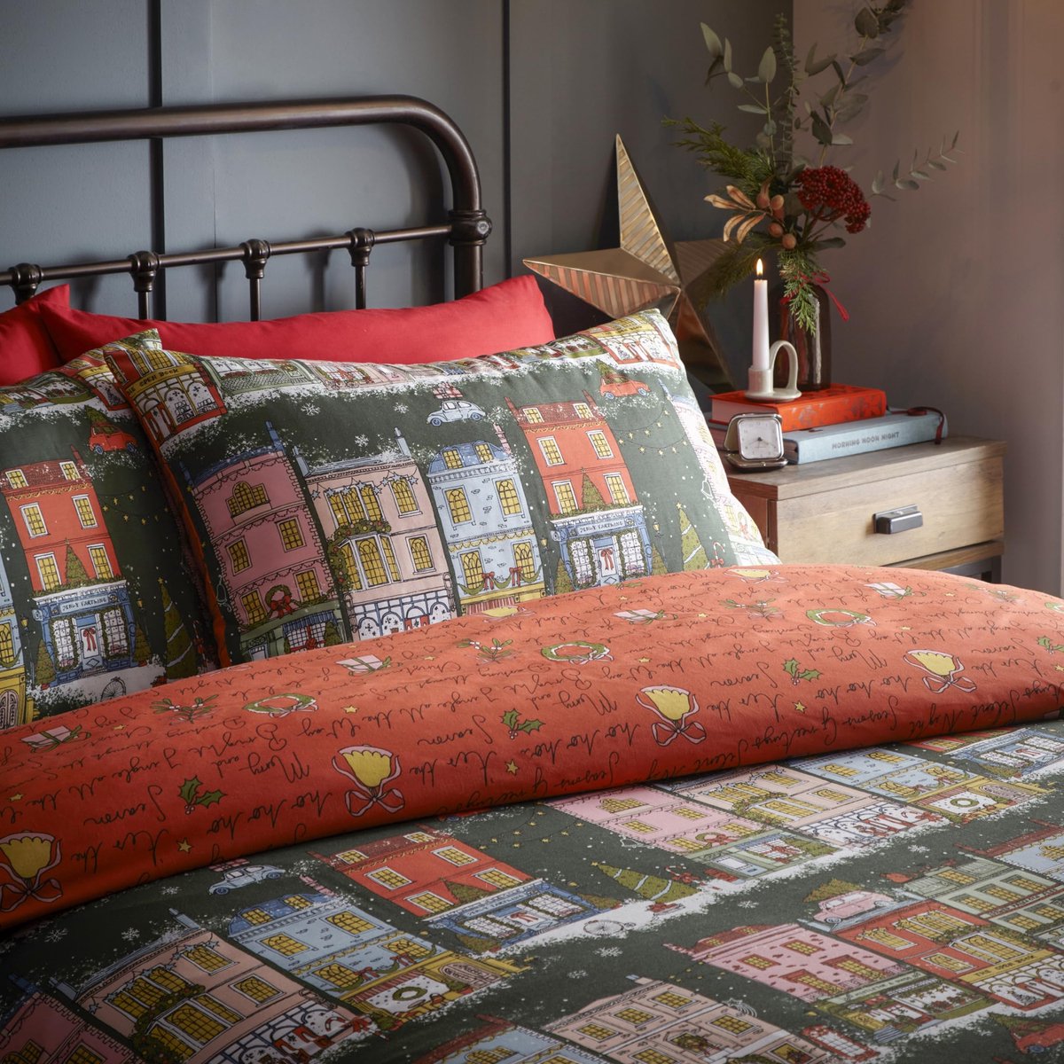 Omgoods - Kerst Spirit Duvet Cover Set voor Tweepersoonsbed in Groen