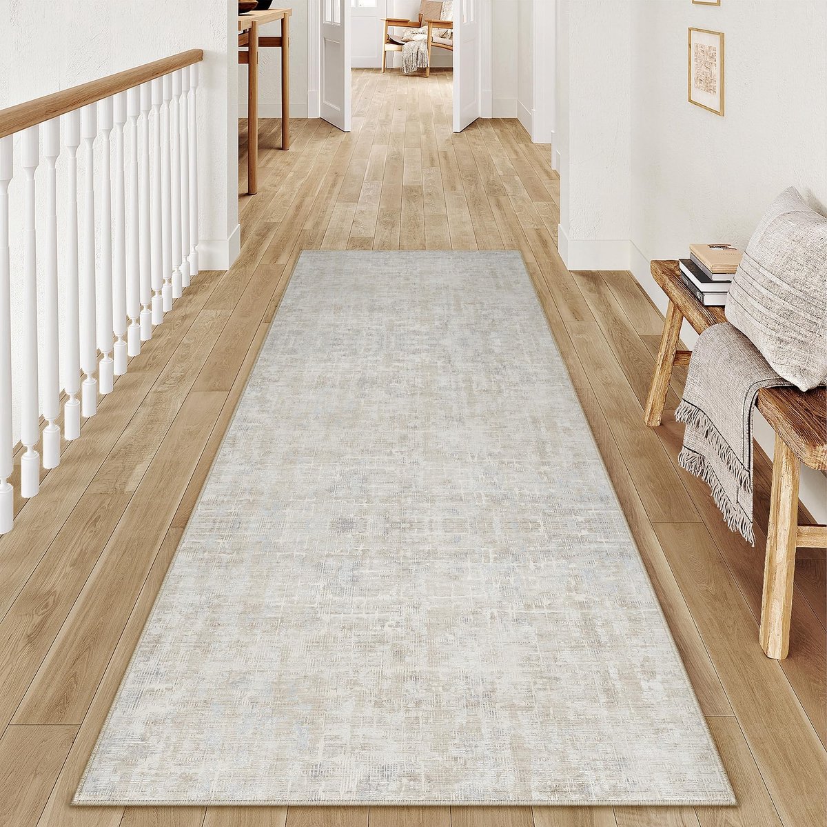 Omgoods - Corridor Runner Tapijt 60x180cm - Beige Abstract Design
