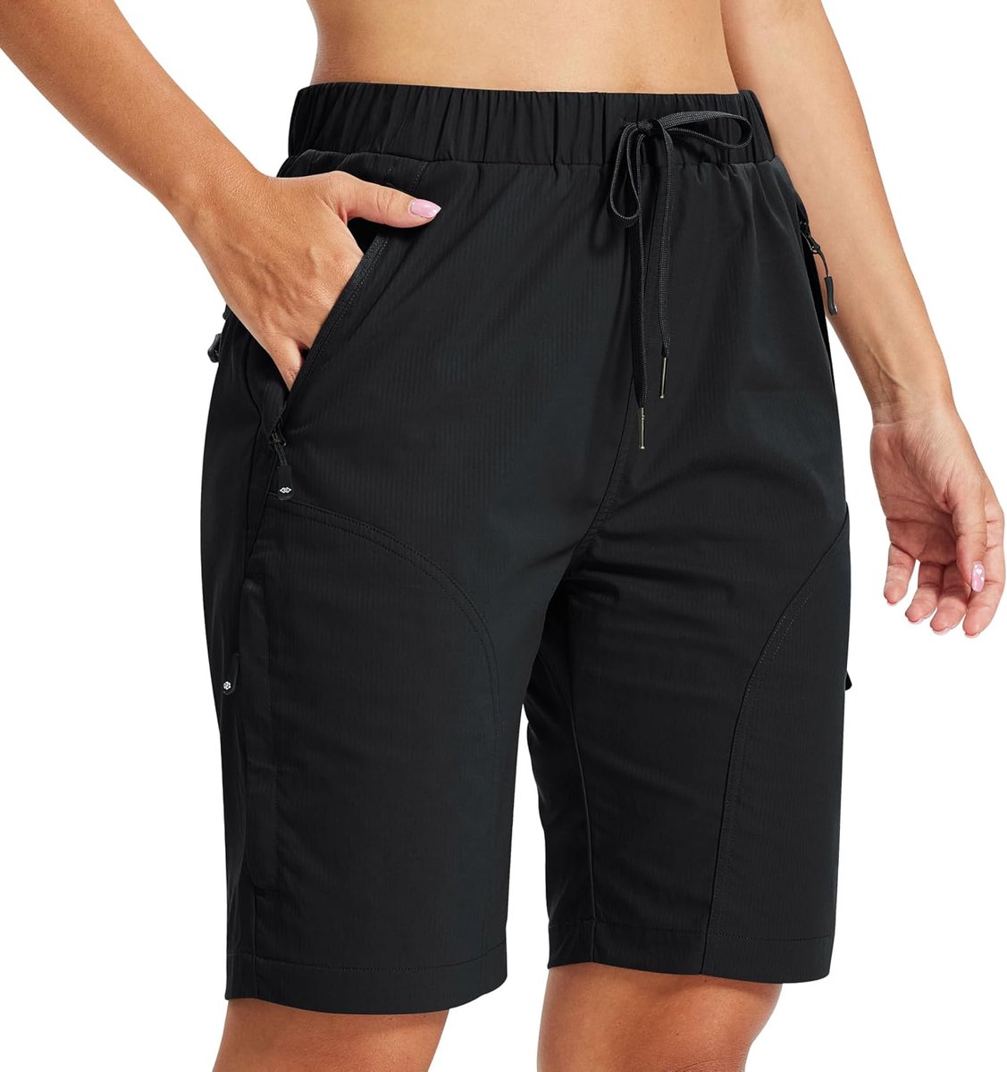 Shorts voor dames, korte broek voor trekking, wandelen, reizen, fietsen, sport, sneldrogend, waterdicht, met 5 zakken