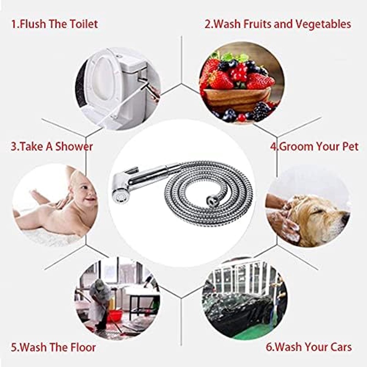 wc-douchekop, douchekop, bidet-handdouche voor toilet, sproeier, premium roestvrij staal, sproeier, complete bidet-set voor toilet