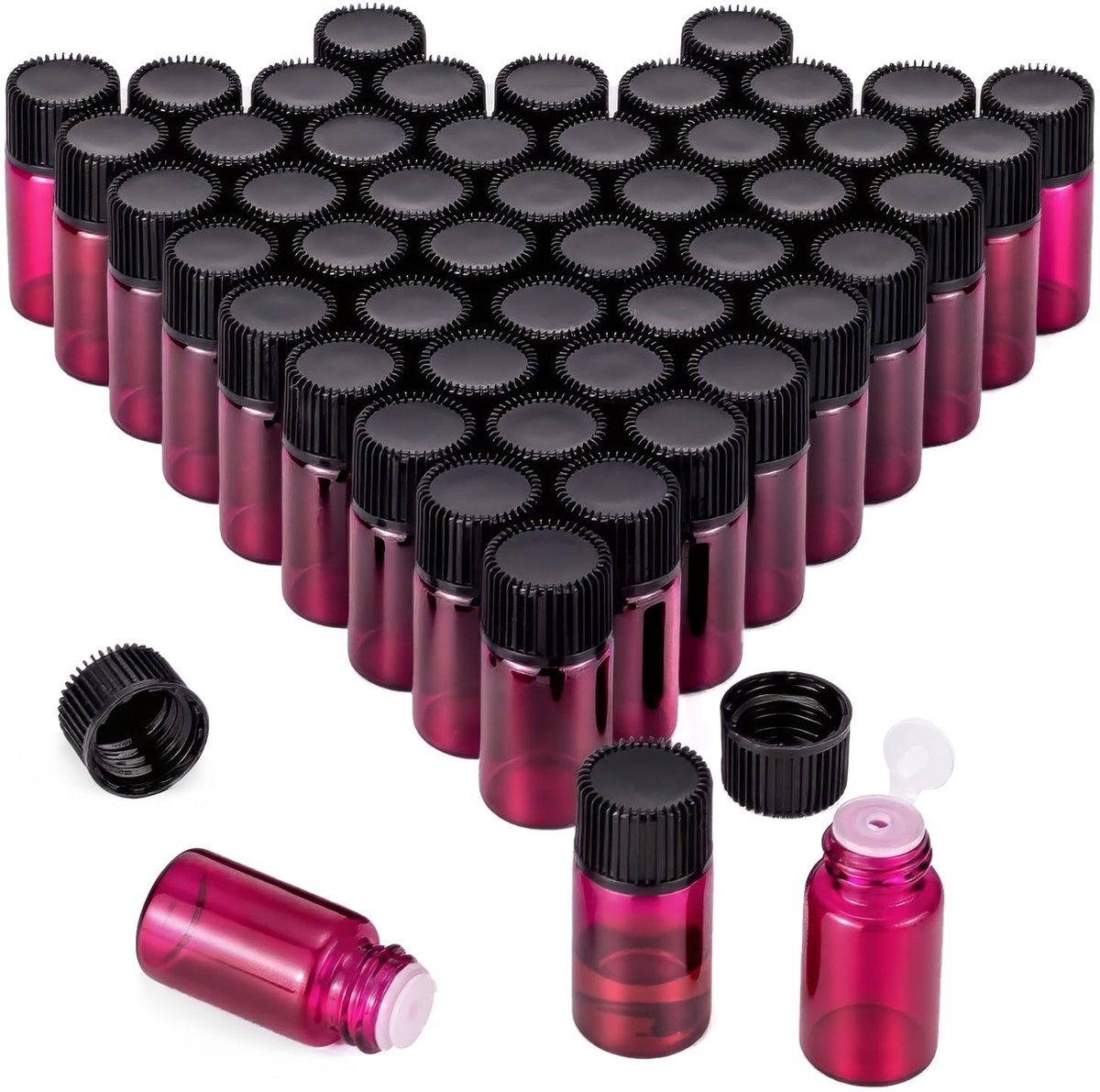 Omgoods - 50 Mini Glazen Flessen met Siamese Stopper