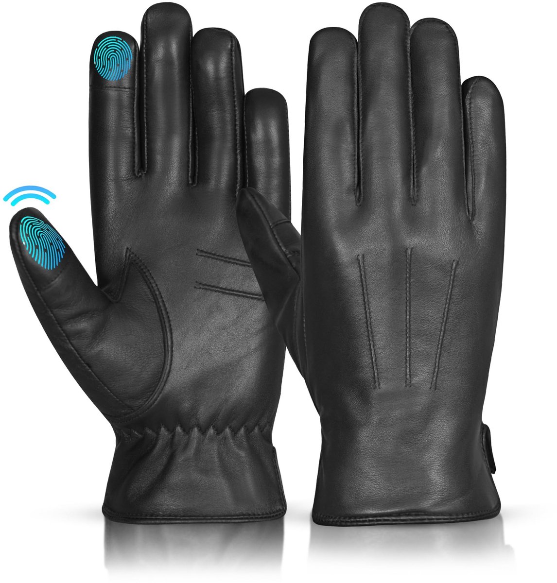 Omgoods - Heren Leren Rijhandschoenen - Warm met Cashmere Voering