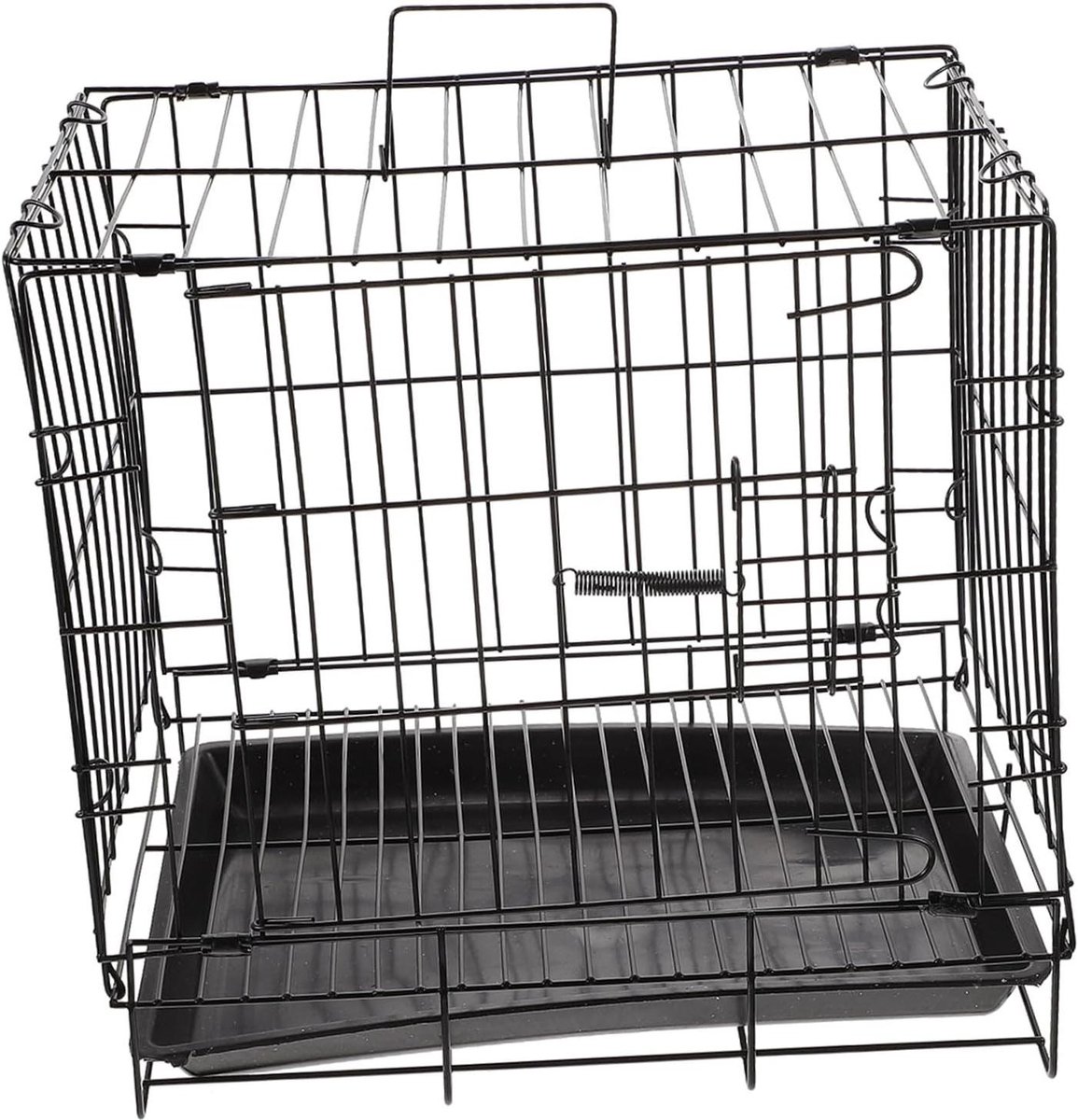 Huisdierkooi - Dierenbench Kennel - Huisdier Training - Verwijderbaar Dienblad - 35x33x25cm - Zwart