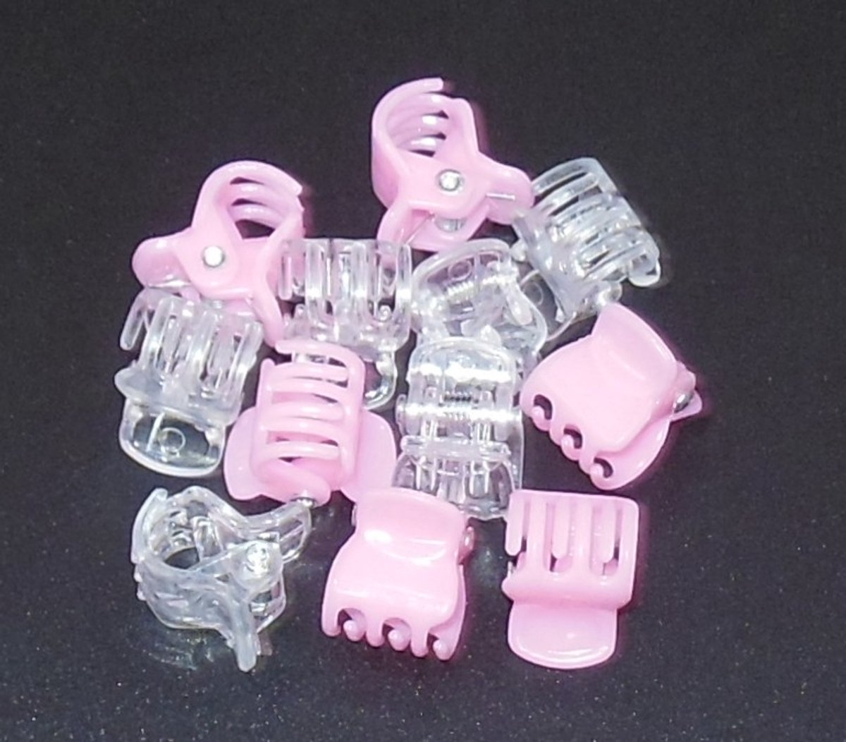 Haarklemmetjes mini mix 6x transparant/ 6x lichtroze