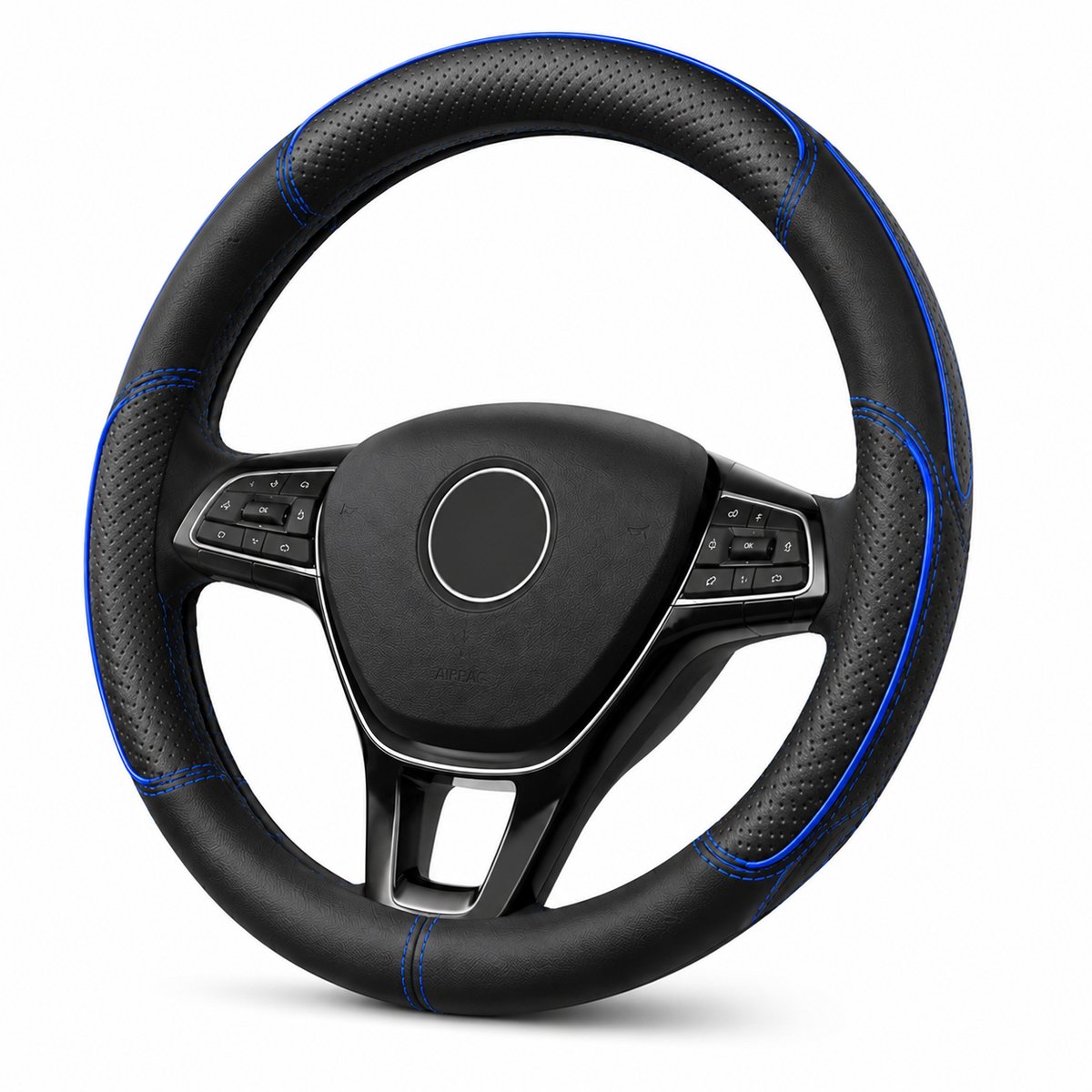 Stuurhoes Auto 37-38 cm - Antislip Stuurwielhoes met Comfort Grip - Universeel - Zwart/Blauw