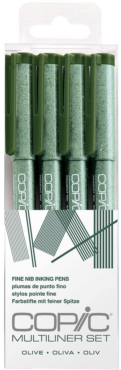 Omgoods - Multiliner Set Olive - 4 Tekenpennen met Verschillende Lijndiktes