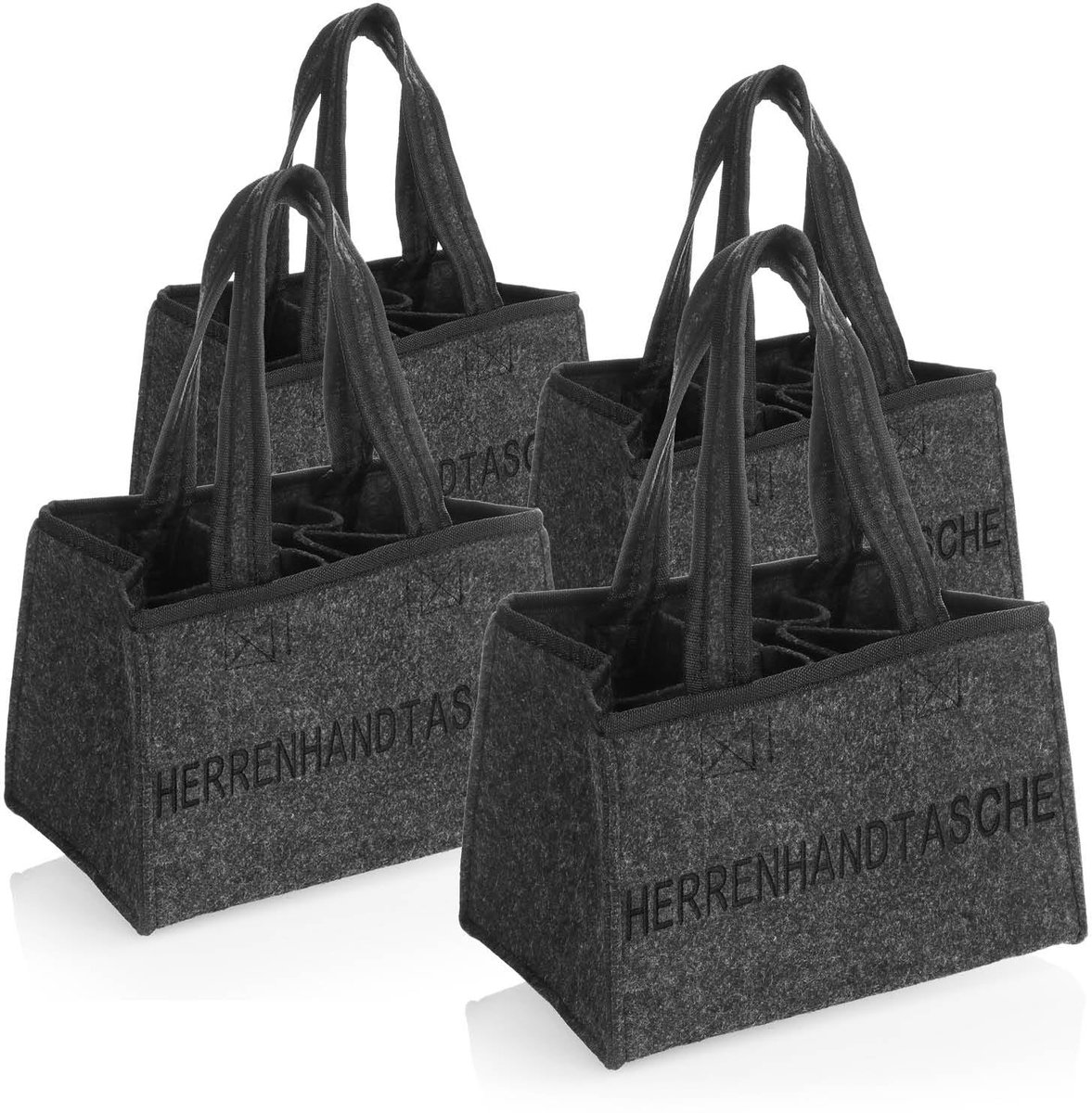Omgoods - 4x Flessentas - Vilt Drankentas voor 6 Flessen tot 0,5L
