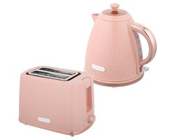Waterkoker En Broodrooster Set - Roze Ontbijtset - Keuken Set - 2200W Waterkoker - Snelkokend - 7 Standen - Veilig - Kruimellade - Keuken - 1,7L - 2 Delig - Roze