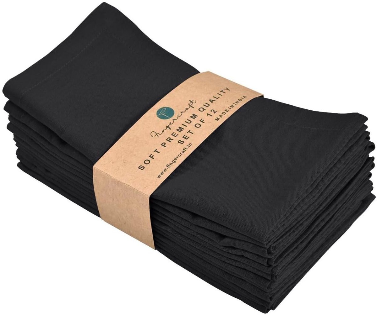 Omgoods - 12 Stuks Katoenen Linnen Blend Servetten - Zwart Premium Kwaliteit Voor Elke Dag