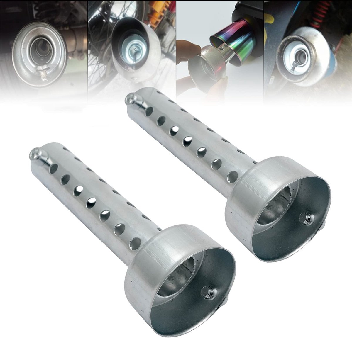 Omgoods - 2X 42mm Universele Motorfiets Demper Baffle Db Killer - Zilver