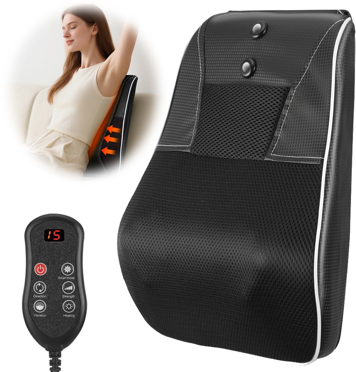 Rug- En Nekmassageapparaat - Shiatsu Rugmassageapparaat Met Warmtefunctie - 3D Kneedmassagekussen - Geschikt Voor Nek Schouders En Rug