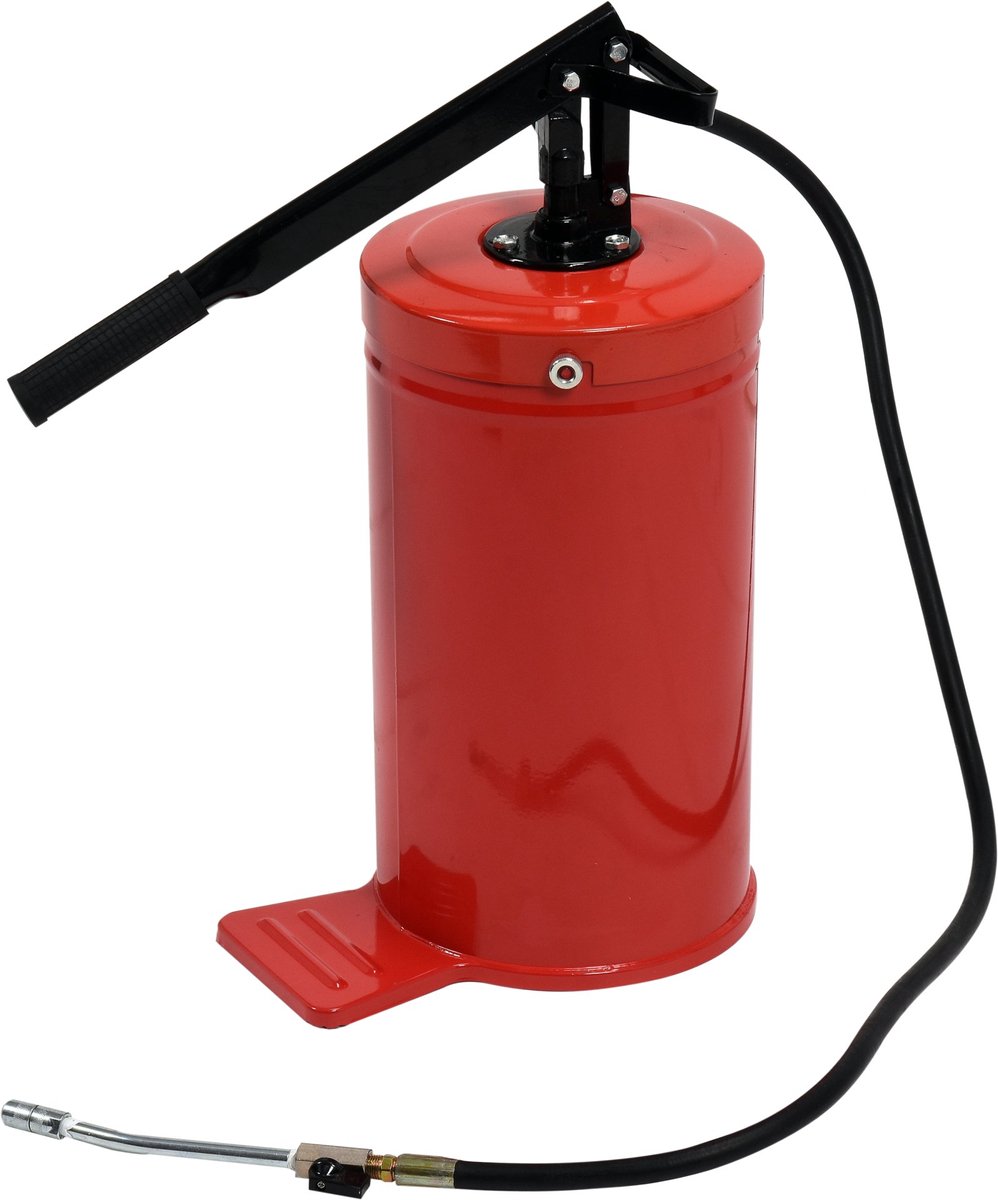 Professionele Manuele Vetpomp / Vetspuit met Reservoir – 16 kg – Inclusief 1,5 Meter Flexibele Slang – Voor Smeernippels & Nietsystemen – Autowerkplaats, Landbouw & Industrie