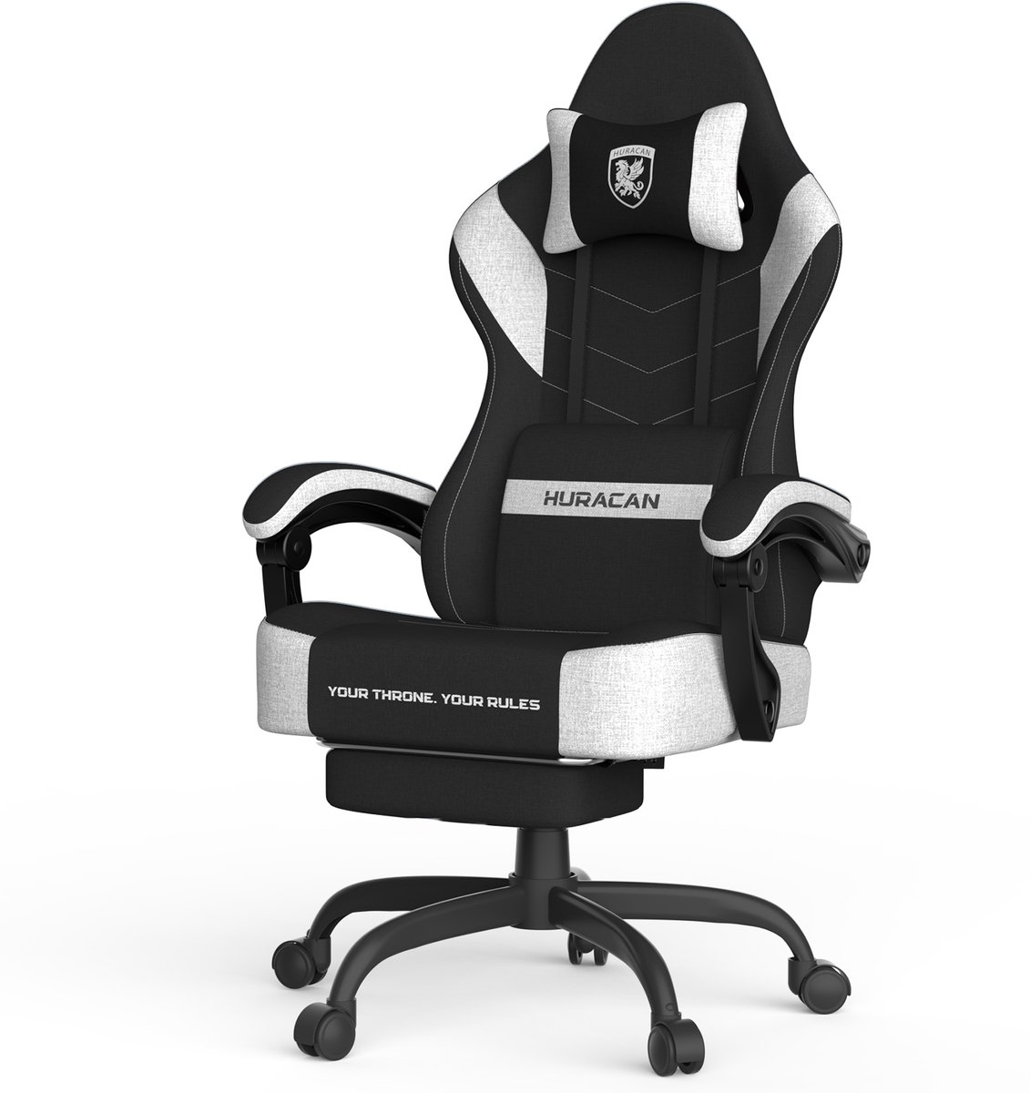 Arvioo LW710 Gaming Stoel - Voetensteun - Massage lendenkussen - Technische stof - Zwart