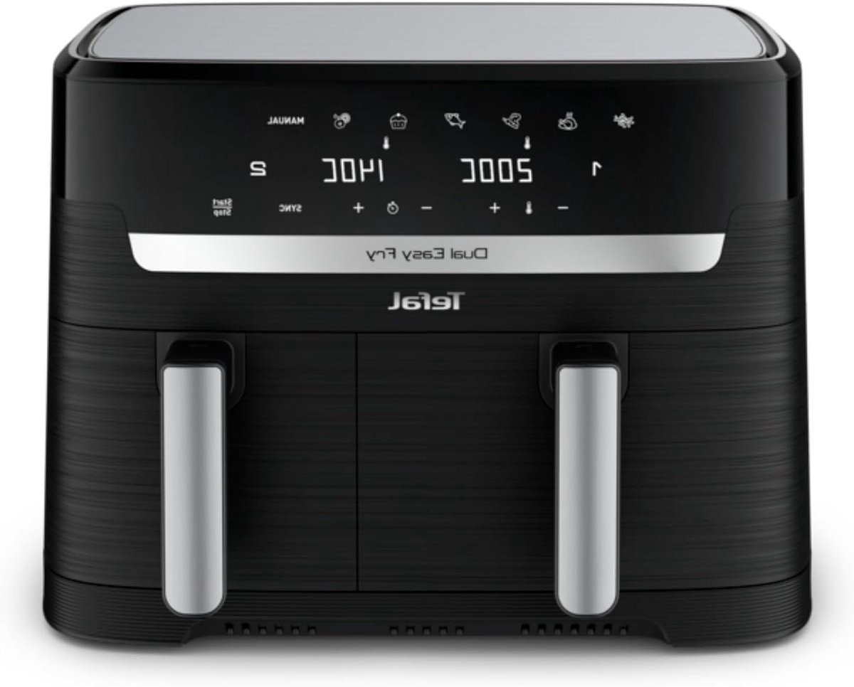 Heteluchtfriteuse Dubbele Lade - Airfryer XL - Complete Maaltijd Bereiden - Twee Zones Gelijk - 83 Liter - Zwart