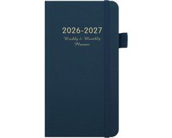 Bobypet - Pocket Agenda 2026-2027 - Kleine Zakagenda - Week en Maand Overzicht - Academisch Jaar Juli 2026 tot Juni 2027 - Handige Planner voor Onderweg - Marineblauw