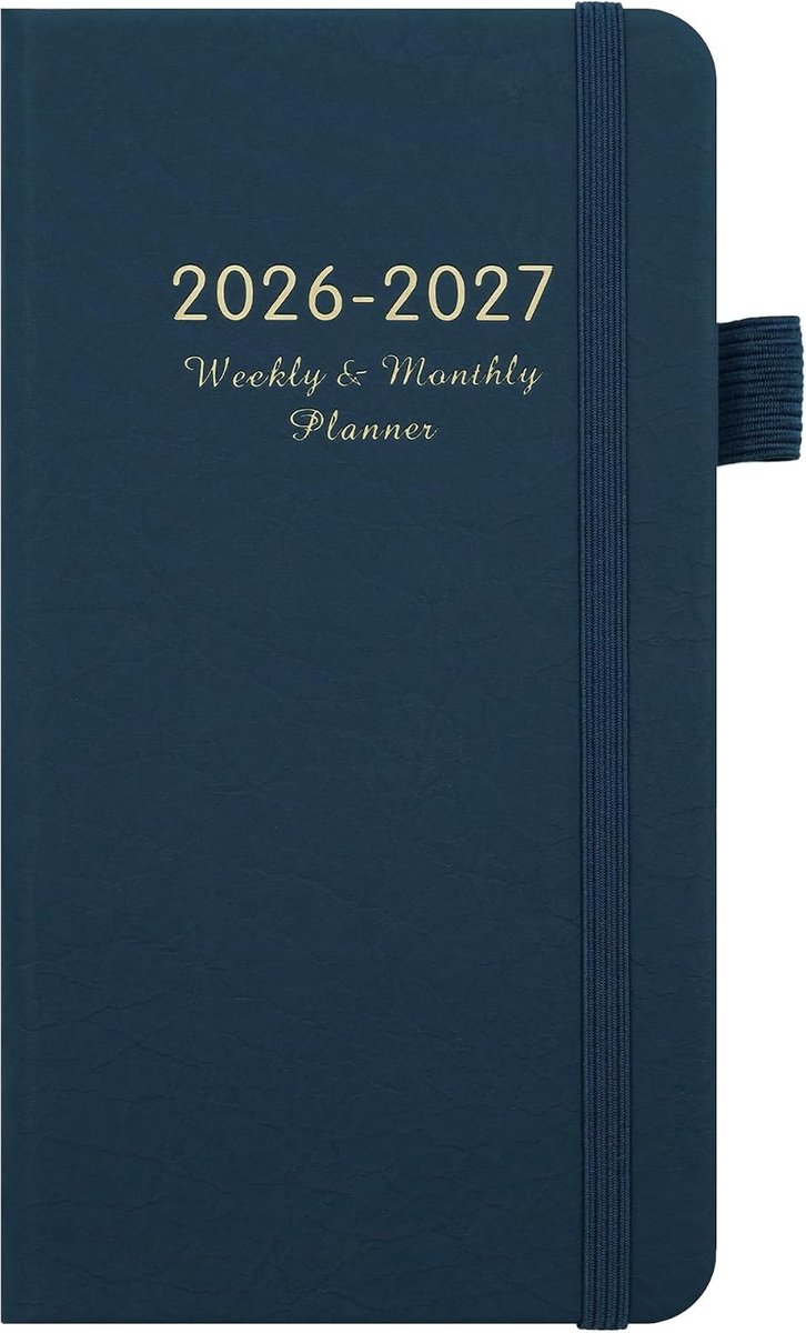 Bobypet - Pocket Agenda 2026-2027 - Kleine Zakagenda - Week en Maand Overzicht - Academisch Jaar Juli 2026 tot Juni 2027 - Handige Planner voor Onderweg - Marineblauw