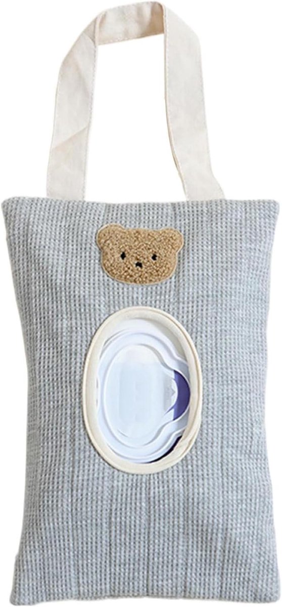 Babydoekjes Dispenser - Opbergtas Vochtige Doekjes - Babyverzorging Onderweg - Met Ophanglus - 17 x 25 cm - Grijs