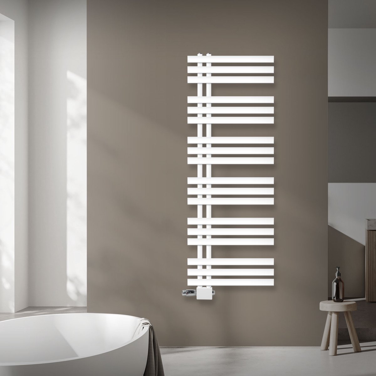 Badkamer radiator middenaansluiting 500x1400 mm wit met universele aansluitset LuxeBath