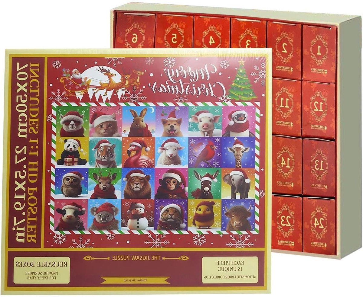Adventskalender Puzzel - Kerst Puzzel - Feestelijke Ontspanning - 24 Dagen Puzzelplezier - 1000 Stukjes - Uniek