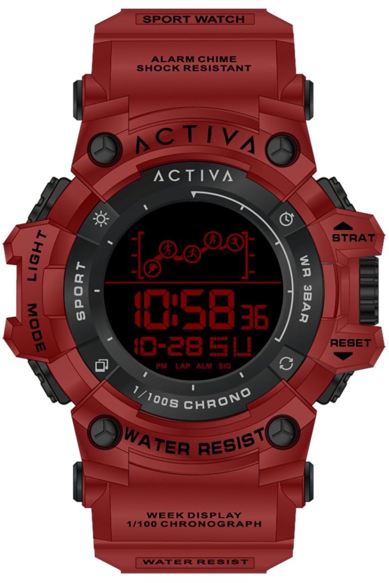Activa Digital ACW8082-023 Heren Digitaal Horloge - 50 mm