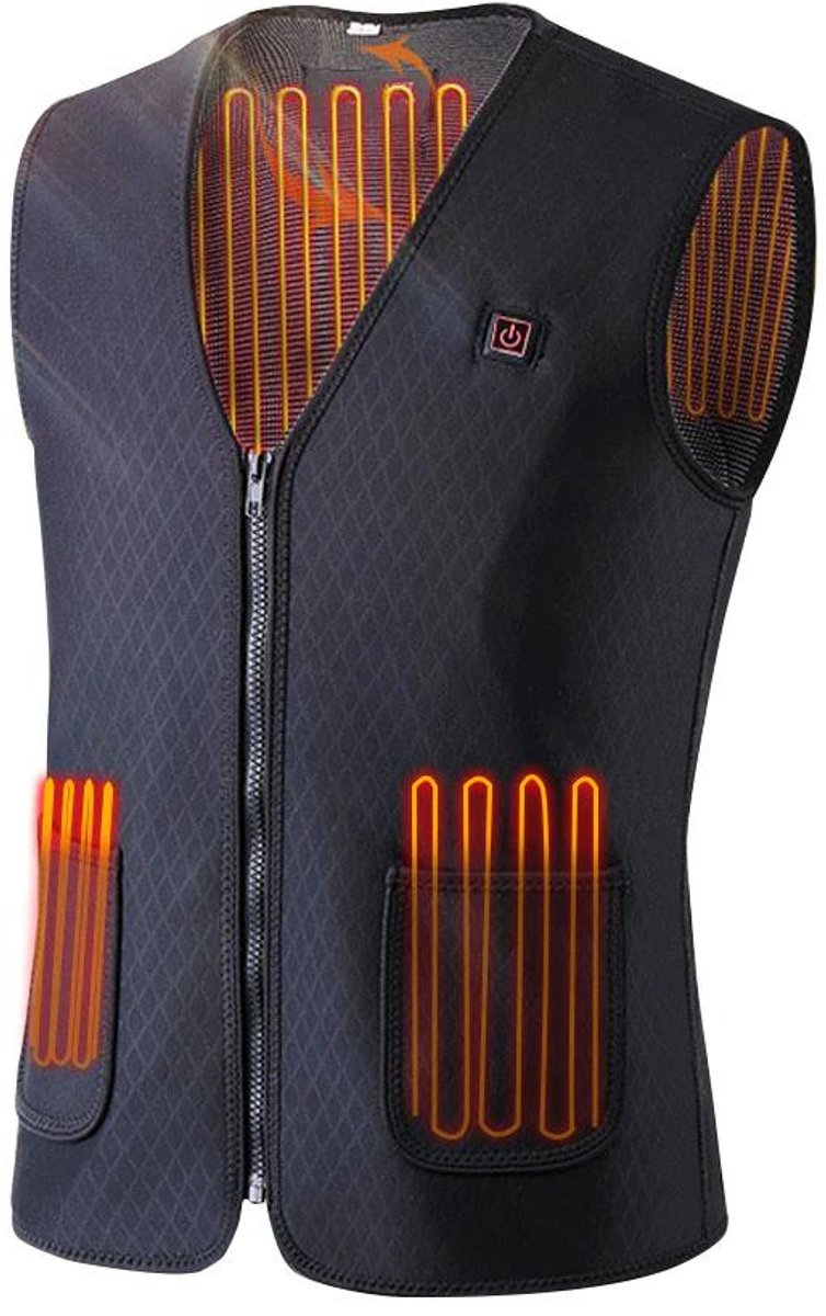Verwarmd vest met 5 verwarmingszones, zwart/grijs. M