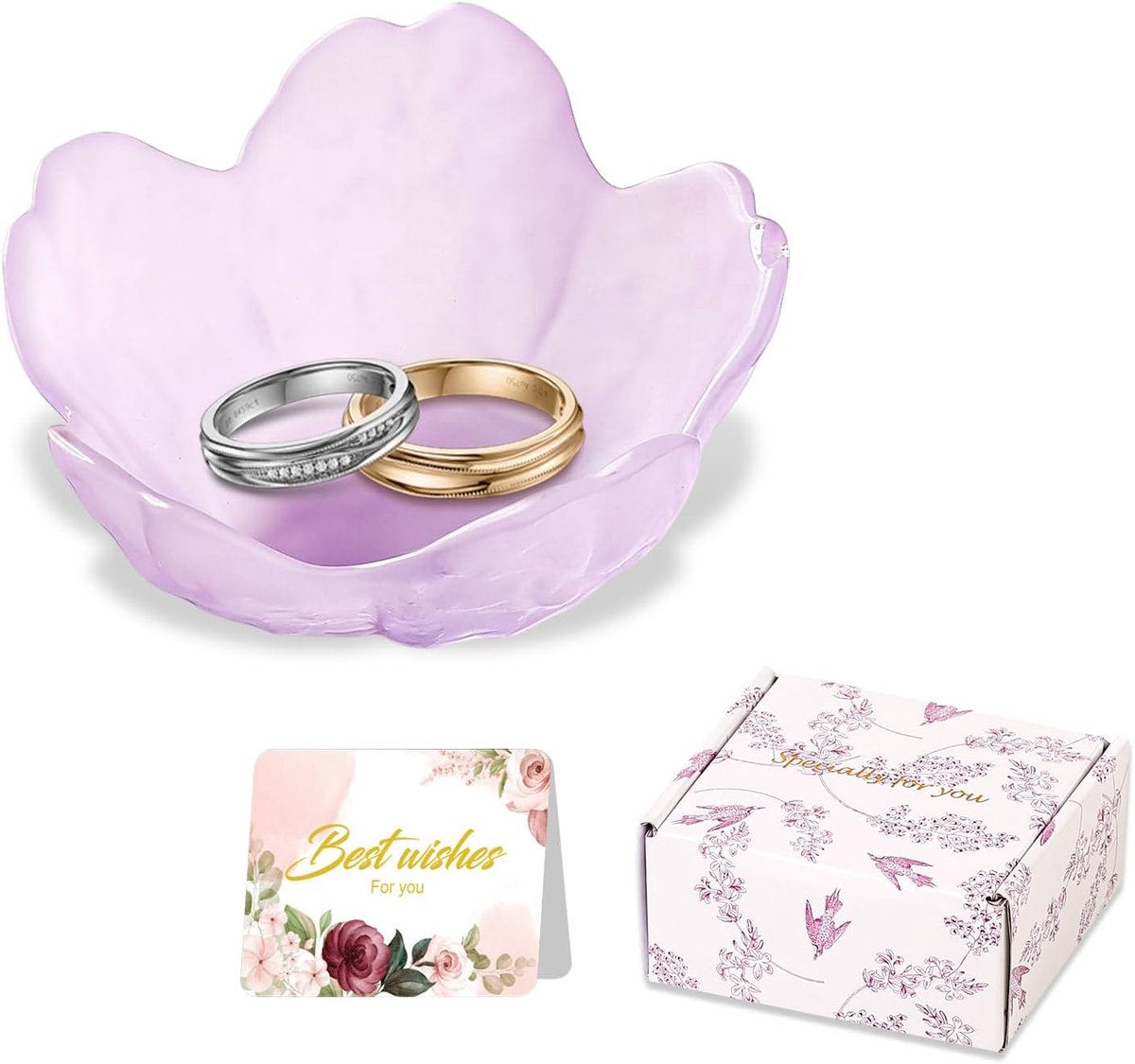 SnelShoppen - Bloemen Sieraden Oorbellen Ring Houder Juwelen Organizer Decoratieve Trinket Schaal voor Sieraden in Badkamer of Slaapkamer