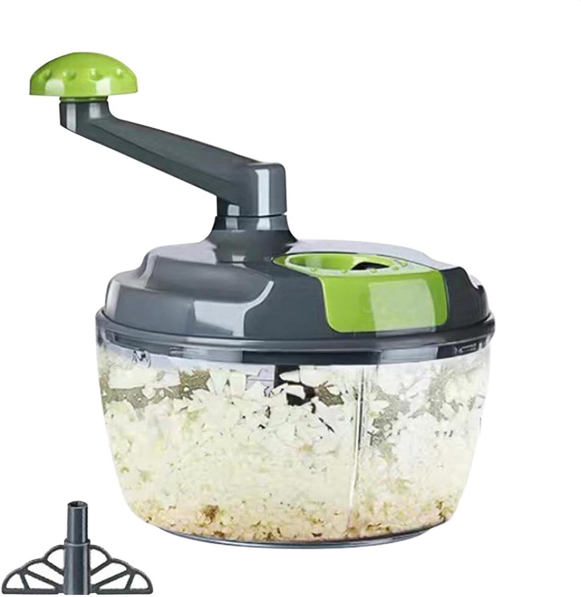 Handmatige Keuken Chopper - Groente Hakker - Maaltijd Voorbereiding - Inklapbare Slinger - 18.5 x 18.5 x 22 cm - Grijs