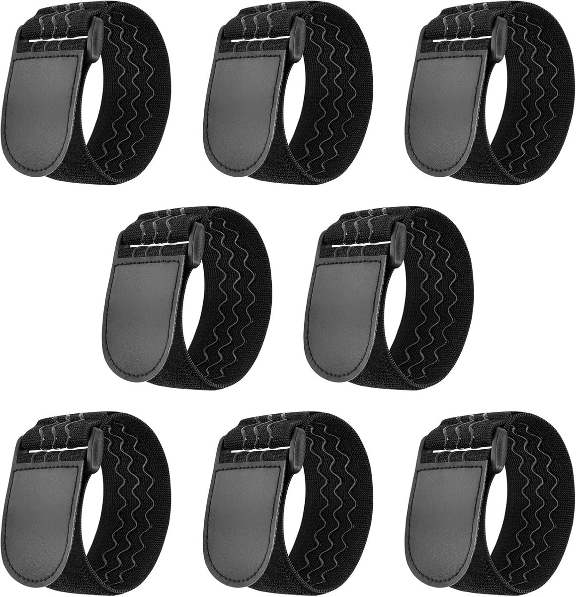 SnelShoppen - 8 Stuks Elastische Cinchbanden met Antislip, 12 x 2 Inch Verstelbare Haak en Lussysteem, Multifunctionele Kabelbanden voor Verlengsnoere