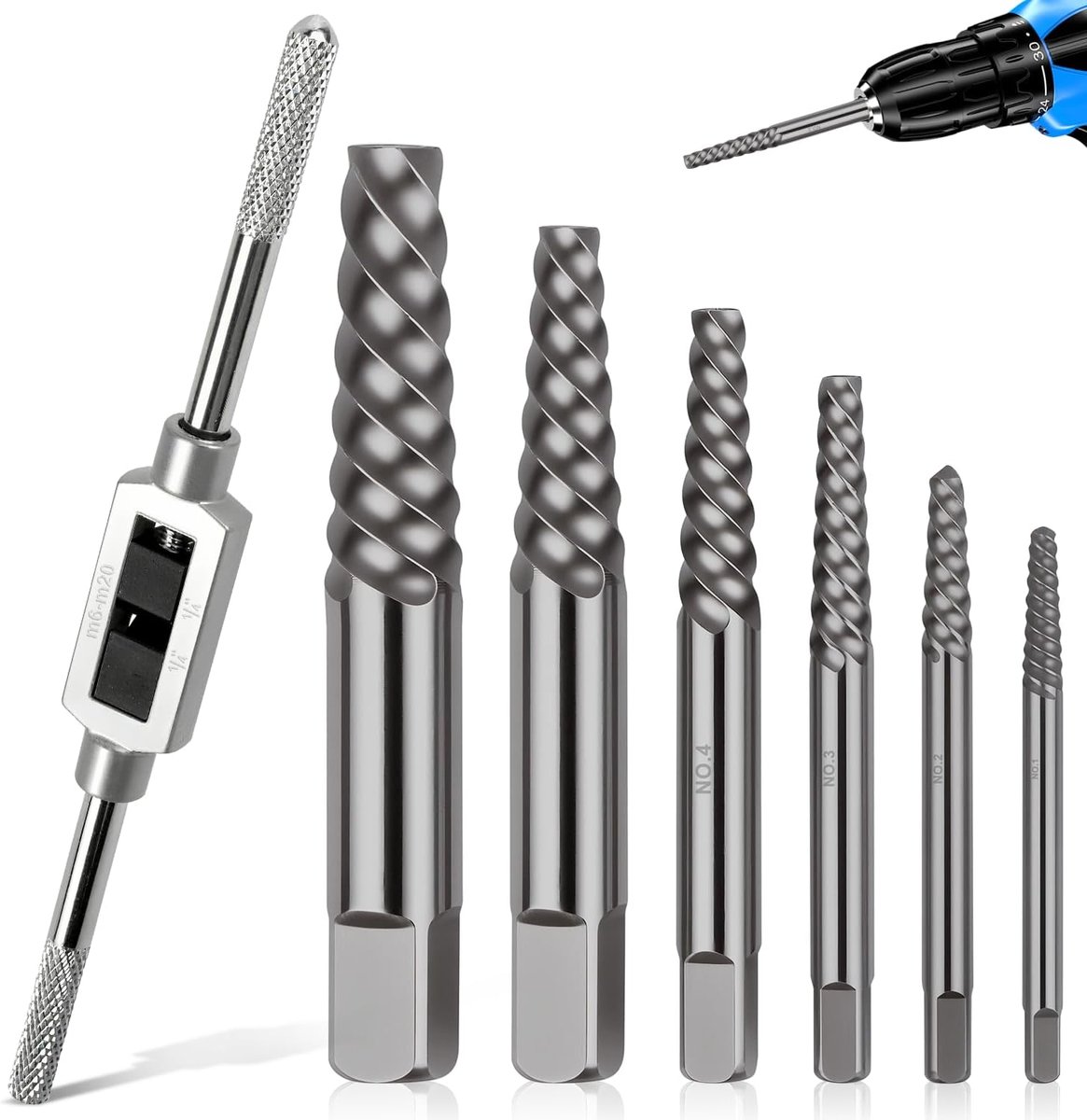 SnelShoppen - Professionele Schroefverwijder Set - Links Draaiende Schroefextractor - 6 Verschillende Maten - Voor M3 tot M23 - Ideaal voor Reparaties
