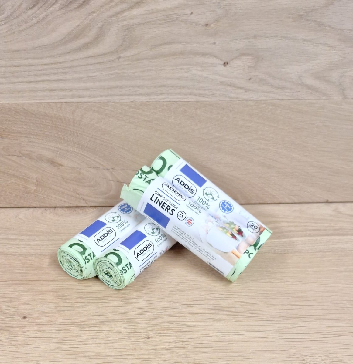 Biologisch afbreekbare composteerbare afvalzakjes 7 liter voor Compost Caddy (4 rollen = 80 zakjes)