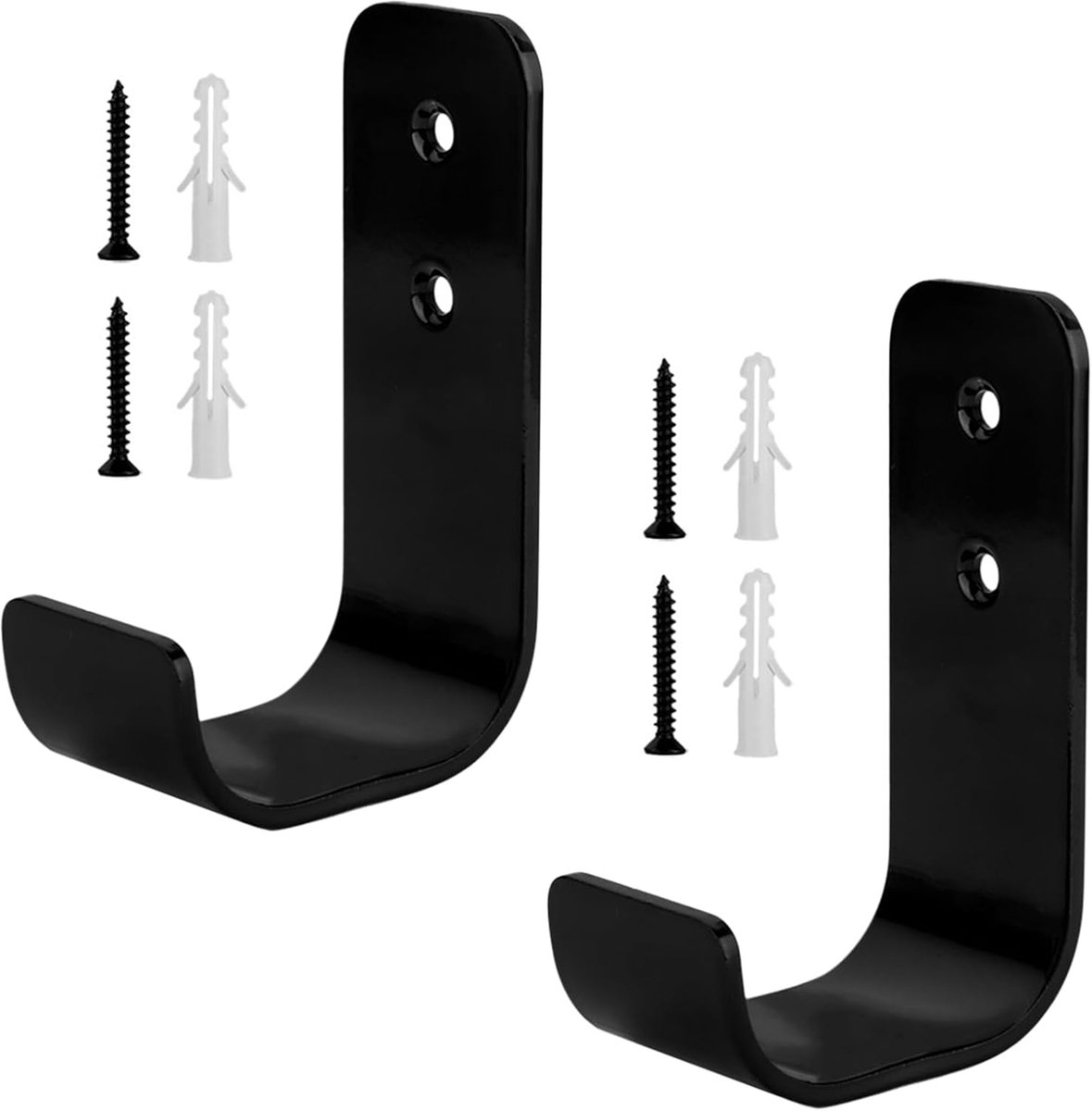 Garagehaken 2 Stuks - Zwarte Heavy Duty Haken - Wandmontage - Ideaal voor Tuin- en Gereedschapsopslag - ShopVlot