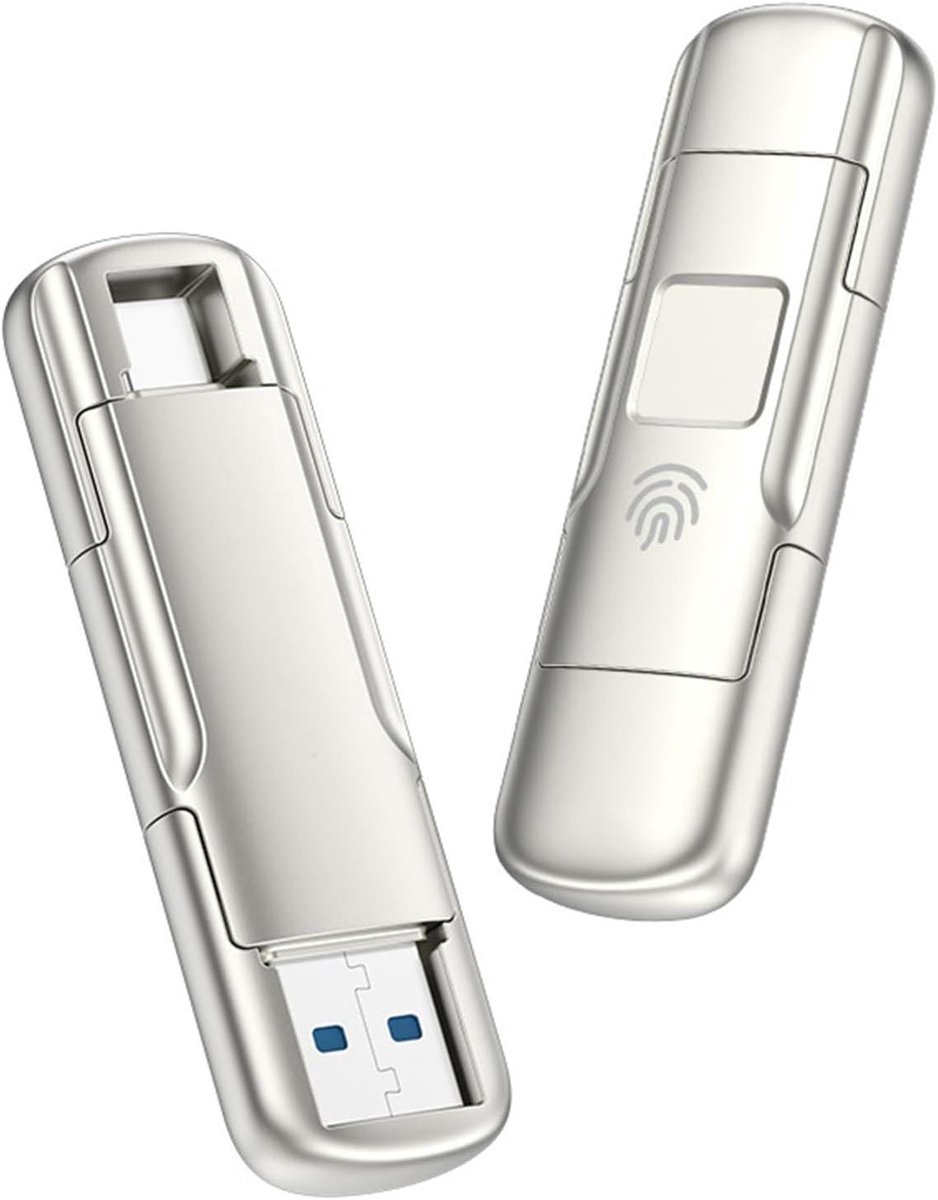 Opslagstick - Data drive - Bestanden Beveiligen - Vingerafdruk Encryptie - 512GB - Goud