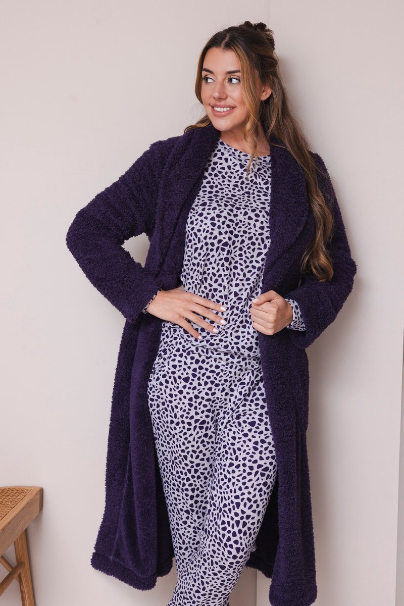 Pastunette - Badjas - Purple Pebbles - Fleece - Paars - Maat XL