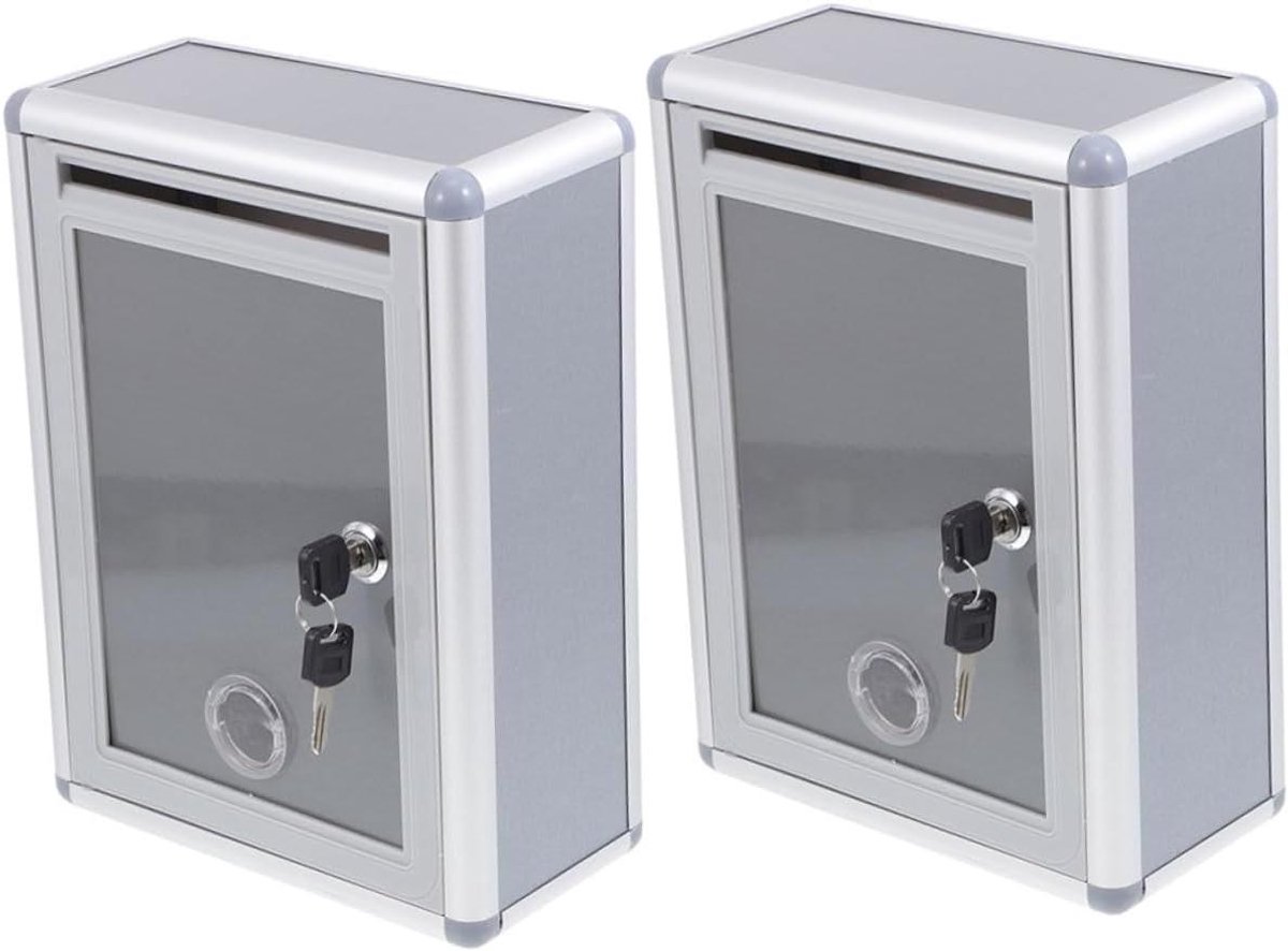 Suggestiedoos met Slot - Ideënbus Klachtenbox - Suggesties Verzamelen - Gemaakt van Aluminiumlegering - 28x21x10 cm - Grijs