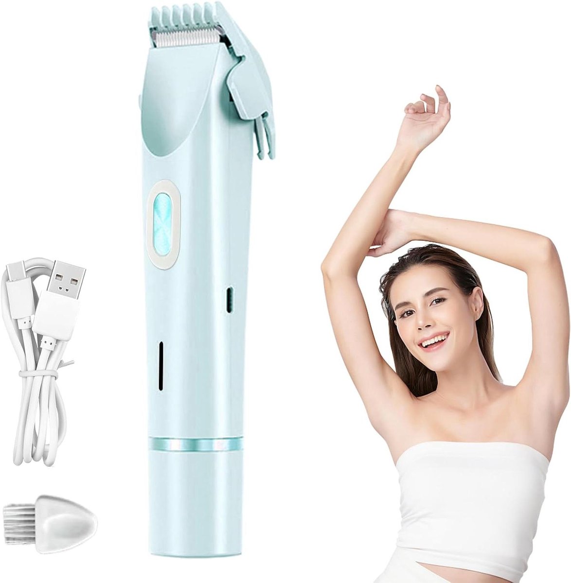 Elektrisch Scheerapparaat - Bikini Trimmer - Persoonlijke Verzorging - Dubbele Trimkop - 175 cm - Wit
