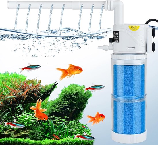 Veelzijdige 5-in-1 Aquarium Filterpomp voor 40-150 L - Stille en Aanpasbare Waterpomp met Sponge Filter en 1000 L/u Doorstroomcapaciteit