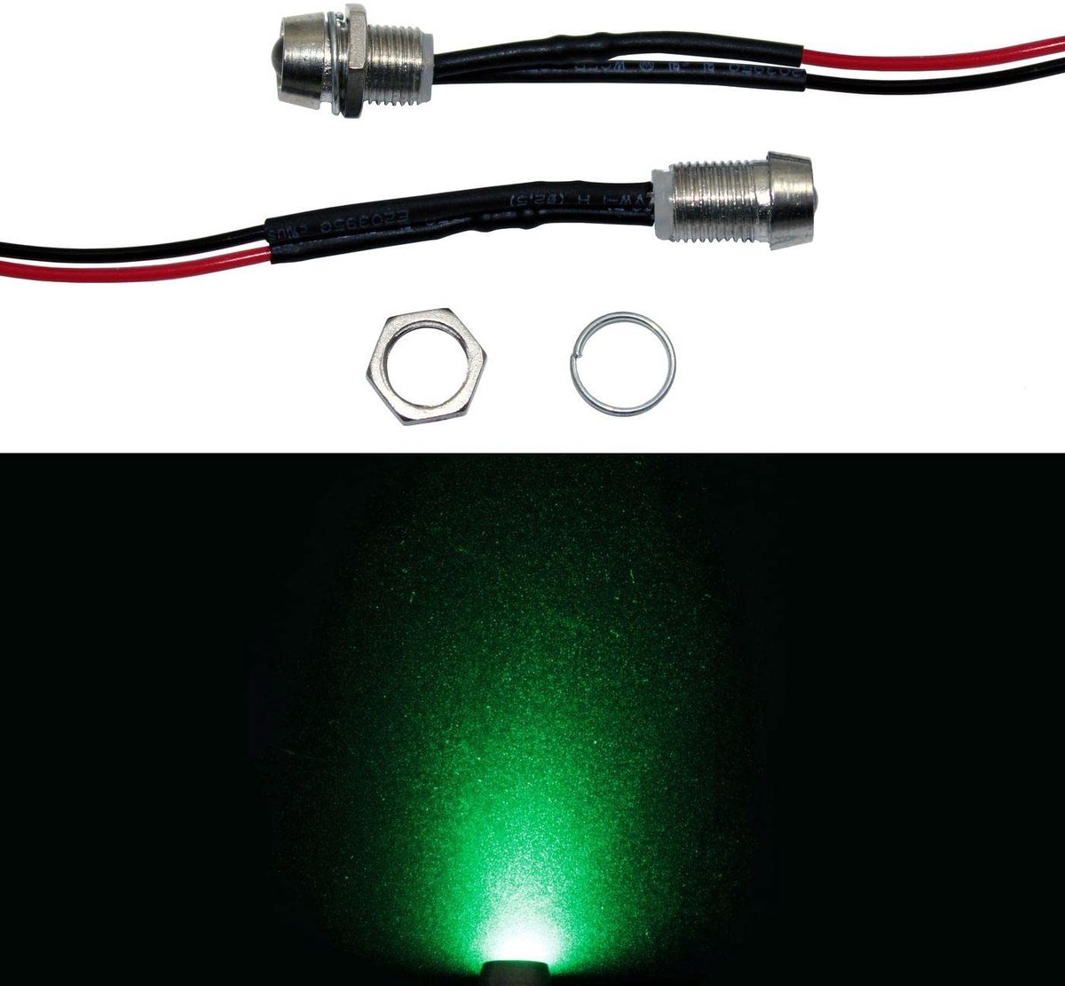 5x Superbright Screw LEDs met serieweerstand voor 12V toepassingen - High Power LEDs met aansluitkabel voor zelf solderen DIY in kleur groen -
