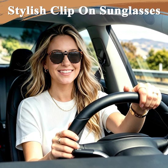 Clip-On Zonnebril Voor Herenbrillen, Montuur met Luipaardprint, Clip-On Zonnebril voor Dames, Zonnebril Voor Brildragers, Voor Autorijden, Vissen — afbeelding 3