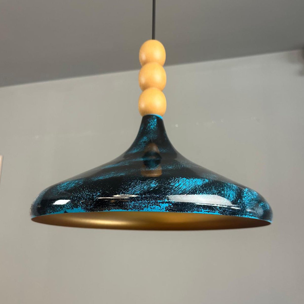 Bamyum Champion hanglamp, industriële Modern stijl, Ø40 cm, oceaanblauw metalen lamp