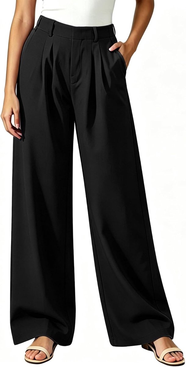 broek voor dames, zomer, elegant, wijde broek, hoge taille, zakelijke